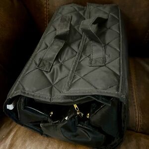 Black Quilted Cosmetic Travel Toiletry Bag